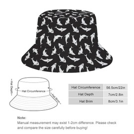 JopaJre Cute Shark in Black Bucket Hat for Women Men Sun Cap Fisherman Hat Packable Beach Caps Travel Outdoor