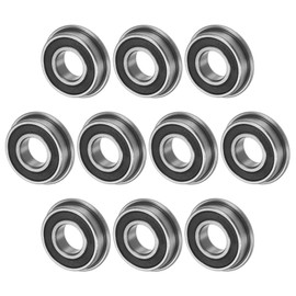 M METERXITY 10-Pack F6900-2RS Flanged Ball Bearing, 10 x 22 x 6mm Double Rubber Shielded Chrome Steel (GCr15) Flange Rip Bearings for Wheelbarrow/Printer/Fax Machines/Power Tools