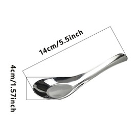 AUXBC 2PCS 5.5” Stainless Steel Soup Spoons, Mirror Polished Long Handle Ramen Spoons for Bouillon Dessert Cereal Wonton Thai Miso Udon