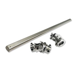 IMOOA Chrome 22" Steering Shaft with Dual Universal U Joints (3/4" DD x 1" DD & 3/4" DD x 3/4"-36 Spline)