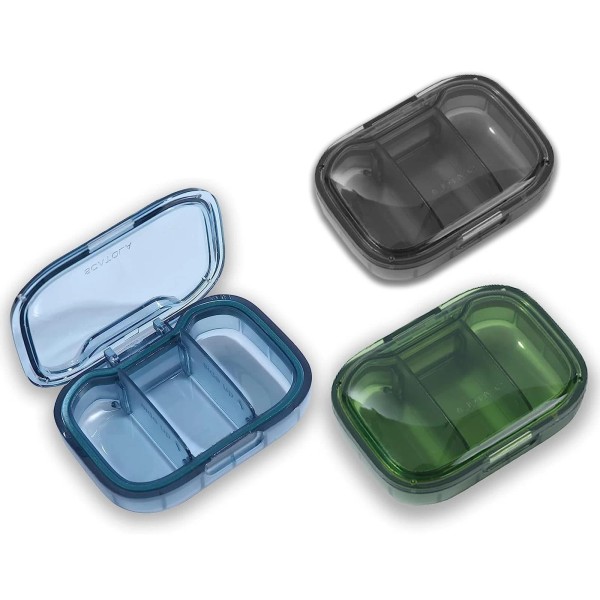 3 Pack 3 Compartment Pill Box Moisture Proof Pill Case