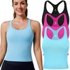 Evercute Women's 1/2/3 Pack Ribbed Workout Tank Tops with Built in Bra Racerback Seamless Crop Tank Tops Camisole Sport Tanks