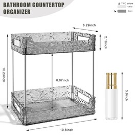 TENDER EPOCH 2-Tier Bathroom Counter Organizer Countertop Storage, Dresser Organizer Vanity Tray for Makeup, Perfume Organizer Cosmetics Skincare Shelf - Grey