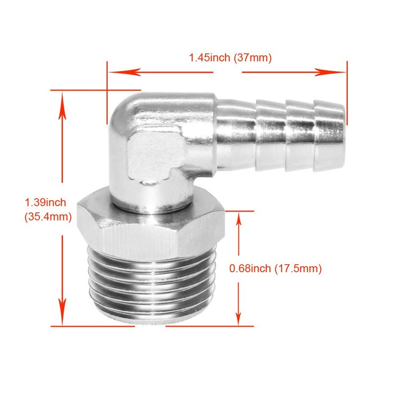 Joywayus Swivel 90 Degree Elbow,3/8" Hose Barb x 1/2" Male