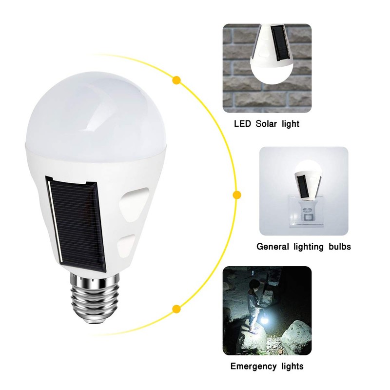 Shinelan 4 Pack LED Solar Emergency Light Bulbs for Home