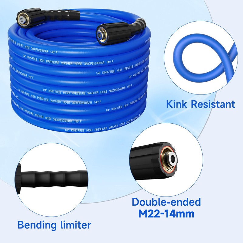 ClearRush Pressure Washer Hose 100FT 1/4'' Kink Resistant 3600 PSI