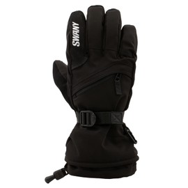 Swany Women's Black X-Over 2.2 Sports Insulated Adjustable Quick-Drying Warm Durable Flexible Leather Winter Gloves, M