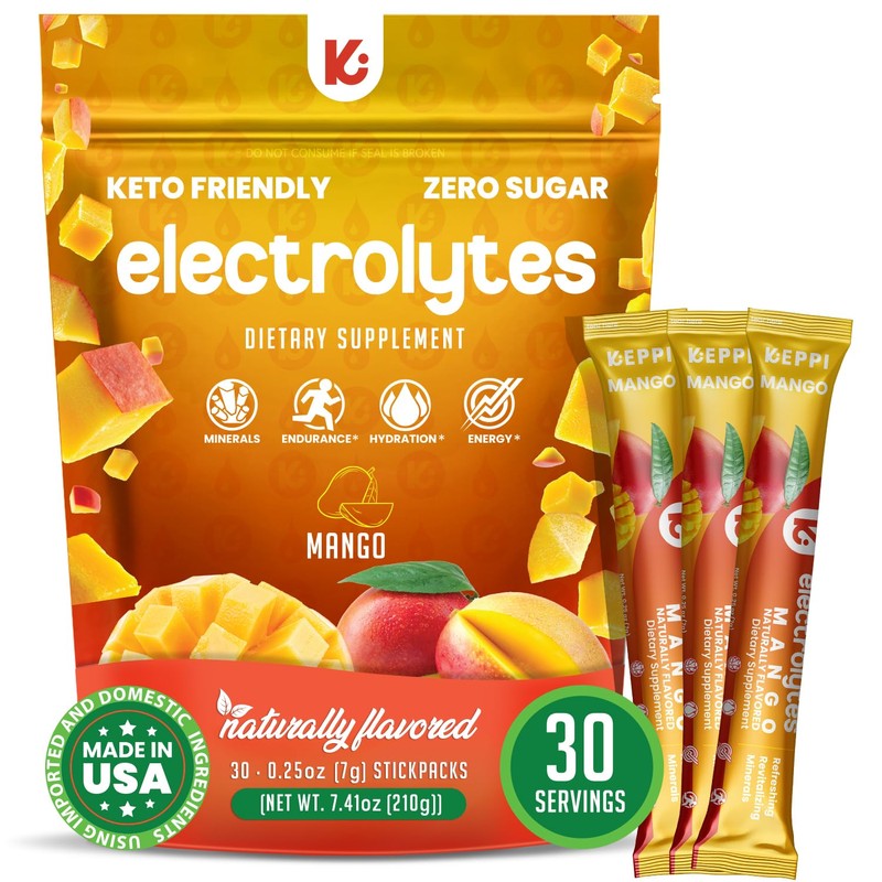 Keppi Electrolytes Powder Packets – Mango Flavor 30 Servings –