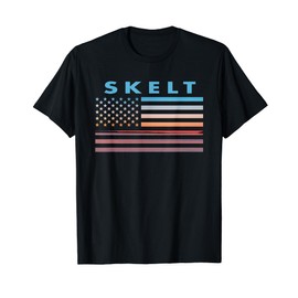 Vintage Sunset American Flag Skelt, West Virginia T-Shirt for Women Men