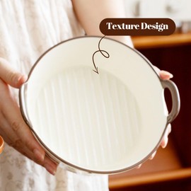 JIDOCB 7.28 inches Ceramic Pie Pan For Baking, Round Baking Dish with Double Handle,Pie Plate with Cute Dog Design