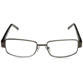 Foster Grant Men's Wes Multifocus Rectangular Reading Glasses, Gunmetal/Transparent, 54 mm + 1.5