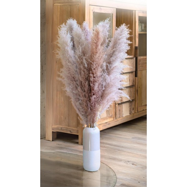 Leisure Life® {The Original) 10 x Pampas Grass Large 118 cm Natural Pink/Purple XXL Dried Flowers as an eye-catcher in your home Super Fluffy Flowers Includes Decorative Guide