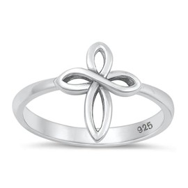 Infinity Love Knot Cross Christian Ring New .925 Sterling Silver Band Size 6
