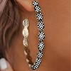 Checkered Earrings for Women Black and White Checkered Hoop Earrings