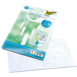folia 219399 Dream Catcher Blanks Made of Cardboard, 12 Pieces Pre-Cut and Unprinted, Dream Catcher Rings and Feathers, for Painting and Decorating Yourself