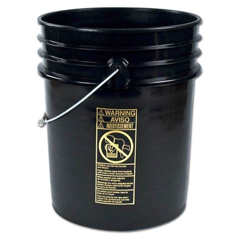 5 Gallon (20L) Plastic Buckets, 3-Pack - Black