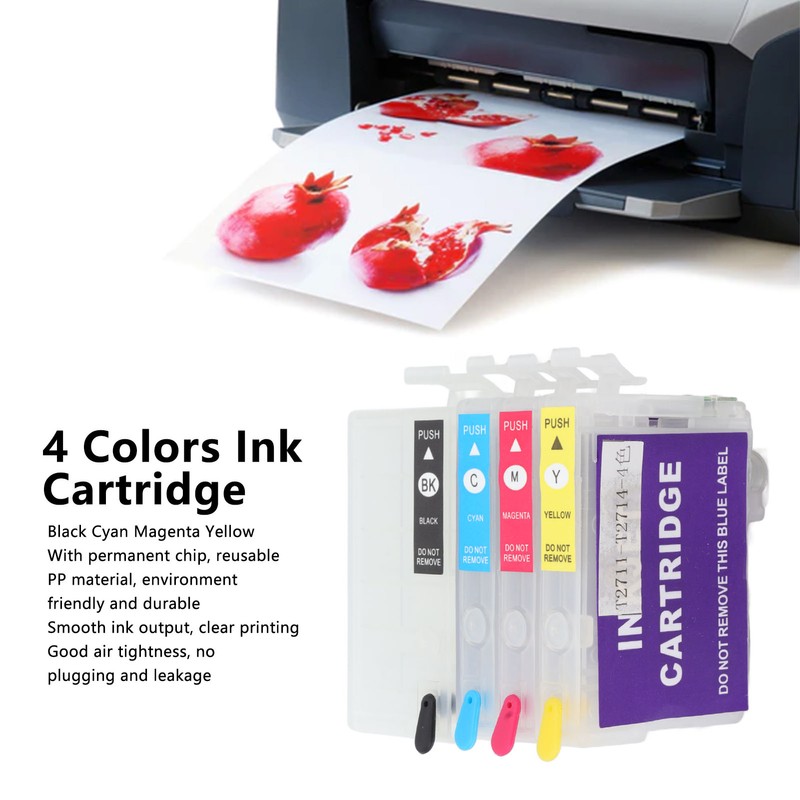 4 Colors Ink Cartridge with Permanent Chip Printer Refill Ink