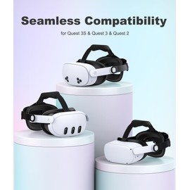 Kawaye Head Strap Compatible with Meta Quest 2/Quest 3S/Quest 3 Head Strap【Added Cotton Back Pads for More Comfort】, Adjustable VR Headset Strap Accessories Enhanced Support&Reduce Pressure