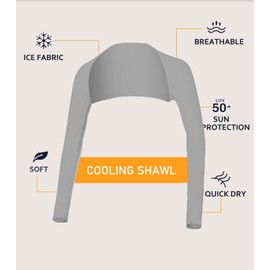 Women's Golf Cooling Shawl Sun Protection Outdoor Arm Sleeve (M, Gray)