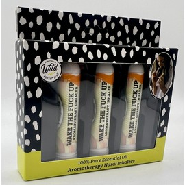 Wilder Essentials 3 Pack of Wake The F Up Aromatherapy Nasal Inhalers Made with 100% Natural, Premium Grade Essential Oils to Help Keep You Awake and Energized, Natural Alternative to Caffeine