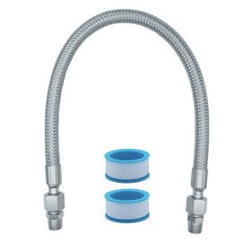 Compressor Jumper Hose, Rust-steel Metal Air Hose, 3/8-inch NPT Male Head X 20" Length, 750°F, 450 PSI, Accessories on both Sides Can Rotate Freely