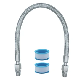 Compressor Jumper Hose, Rust-steel Metal Air Hose, 3/8-inch NPT Male Head X 20" Length, 750°F, 450 PSI, Accessories on both Sides Can Rotate Freely