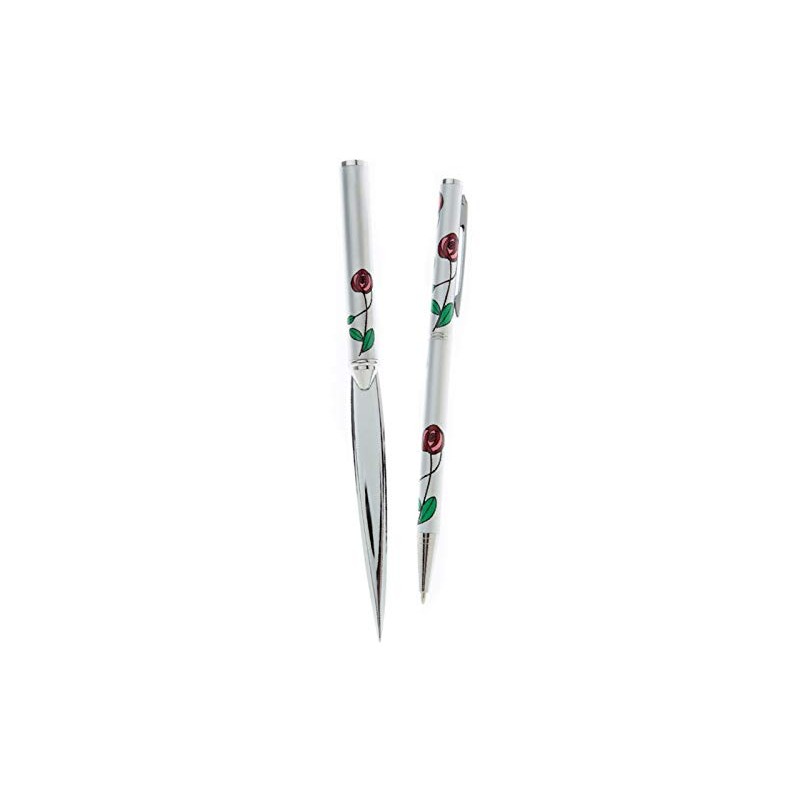 Womens Red Rose Pen and Letter Opener Gift Boxed Set