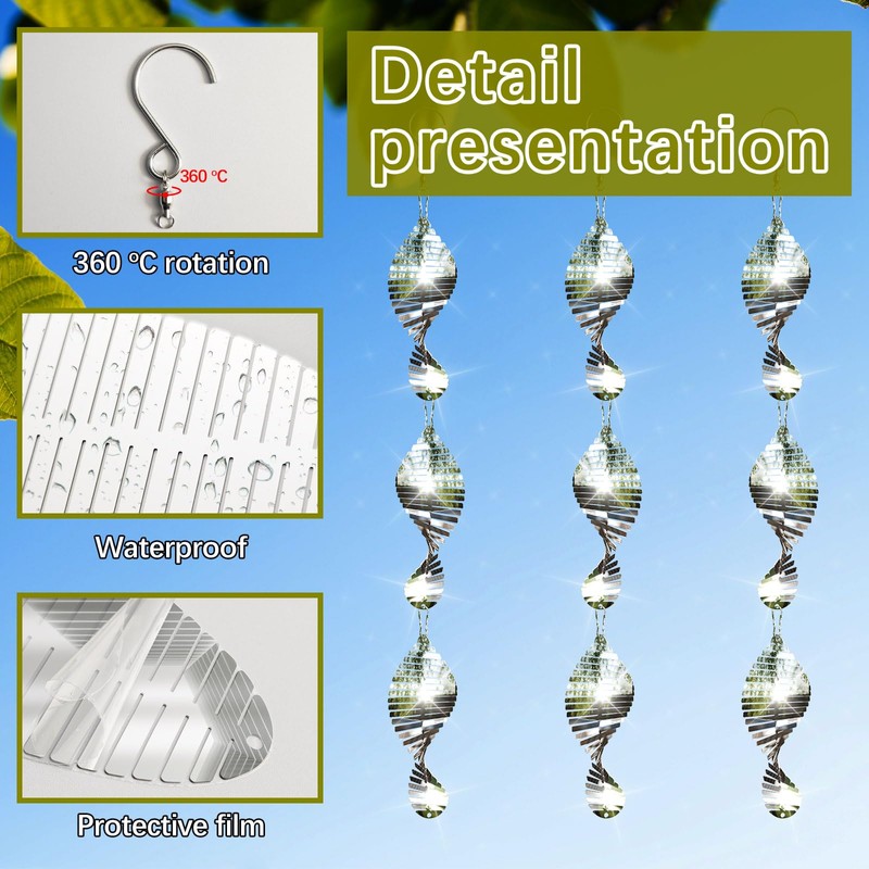 9 PCS Stainless Steel Bird deterrents for Outside,3D Bird Scarer