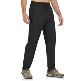 BondiTrekk Men's Lightweight Hiking Pants Quick Dry Waterproof Sweatpants Athletic Jogger Workout Pant with Zipper Pockets Black