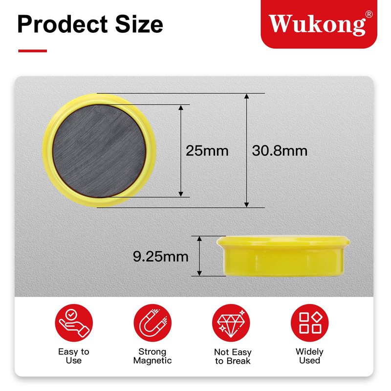 Wukong 24 Pack Fridge Magnets, 6 Colors Strong Whiteboard Magnets