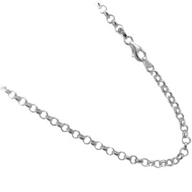 JOSCO 4mm Rolo Chain .925 Italian Sterling Silver Necklace. 16,18,20,22,24,30 Inches Available (16 Inches)