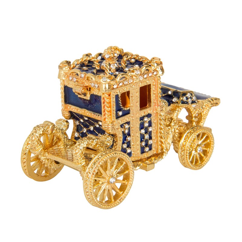 QIFU Vintage Mini Royal Carriage Style Enamel Trinket Box Hinged