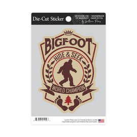 Die Cut Sticker Bigfoot, Hide and Seek World Champion, Contour Vinyl Sticker 3 to 6 inches, (Waterproof Decal for Cars, Water Bottles, Laptops, Coolers), Large