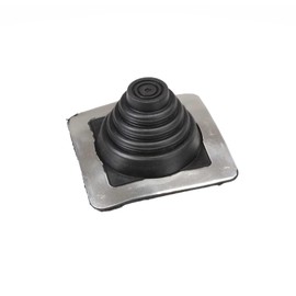 Fasteners Plus #1 EPDM Roof Flashing Boot, Fits Pipe Diameters 1/4" - 2-3/4" Wide, Includes Square Metal Roof Pipe Flashing, Black