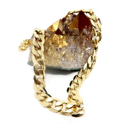 HOLLYWOOD JEWELRY Gold Chain Necklace 11mm Miami Cuban Link 14k Real Gold Plated for Men Women Teen. Diamond Cut