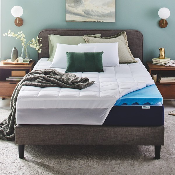 Sleep Innovations Dual Layer 4 Inch Memory Foam Mattress Topper,