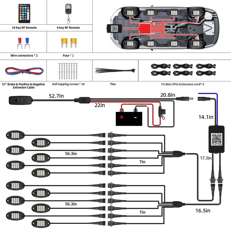 12 Pods RGBW LED Rock Lights for Trucks UTV Golf