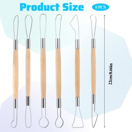 Lnngub 6Pcs Clay Sculpting Tools,Double-Sided Clay Sculpting Tools Set Clay Wire Loop Sculpture Set Wooden Handle Clay Carving Tools Pottery Trimming Tools Clay Sculpting Tools for Ceramic Wax Carving