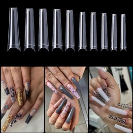 MEILINDS Long Fold Seamless XXL Max Nail French Nail Tips False Nails Half Cover Fake Press on Nails Artificial Fingernails 600PCS