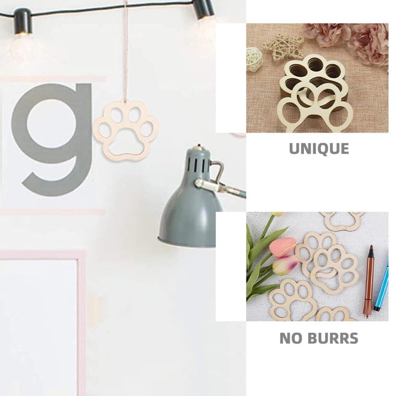 Operitacx 10 Sets Paw Shaped Wooden Cutouts Dog Cat Claws