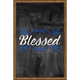 Blessed Thankful For This Life Grateful Happiness Vine Flower Chalk Board Wall Art Decor Funny Gift Large 8 x 12 Inch Sign