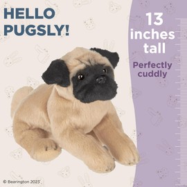 Bearington Pugsly Pug Plush Stuffed Animal Puppy Dog, 13 inch