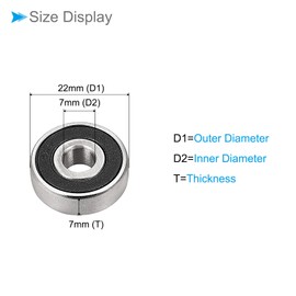 CoCud Deep Groove Ball Bearings, 627-2RS Model 7mm ID 22mm OD 7mm Thick, Carbon Steel Double Sealed Bearings - (Applications: for Motor Skateboards Roller Wheels), 20-Pieces