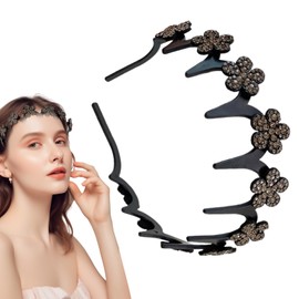 Hair Push Back Headband | Rhinestone Wavy Hairband for Women | Hold Flyaways Comfortable Hair Accessory for Adults Teens Girls Shower Workout Gym Face Washing