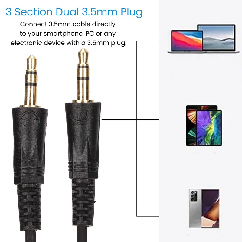 3.5mm Monaural Headset 3 Section Dual 3.5mm Plug PC Business