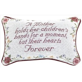 Manual 12.5 x 8.5-Inch Decorative Embroidered Word Pillow, A Mother Holds Her Children