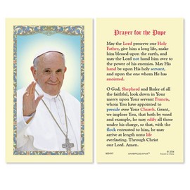 Religious Gifts - Prayer for the Pope Francis Laminated Cardstock Catholic Holy Card, 4 3/8 Inch