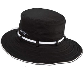 Panama Jack Women's Contrast Cotton Bucket Sun Hat with Sizing Tie, 3" Brim (Black)