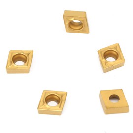 Artillery Indexable Inserts, 10 Pieces Ccmt060204 Us735 Ccmt Tin Coated CNC Carbide Insert Cutter Reversible Cutting Lathe Milling Inserts for Turning Tool Holder Replacement Reversible Plate