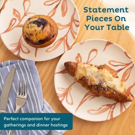 Nook Theory 4-Pack Bamboo Fiber Dinner Plates - Alternative for Plastic Plates, Toddler & Kids Plates, Dishwasher Safe, Food-Grade Bamboo Plates Reusable - Lightweight Dinner Plates (Coast 8")